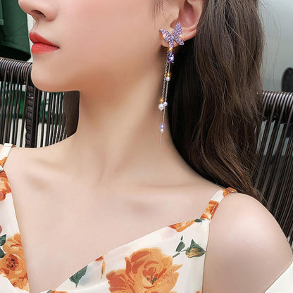 Aretes Mariposa Morada — Largos Colgantes | D'Pilarh