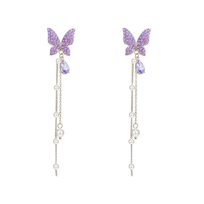 Aretes Mariposa Morada — Largos Colgantes | D'Pilarh